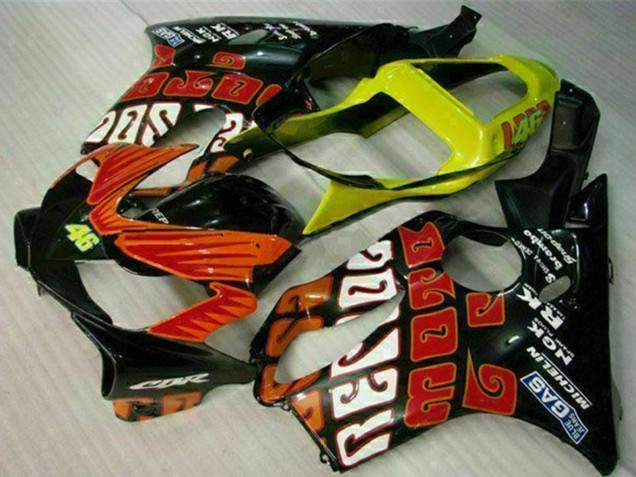 Carénages Moto Honda CBR600 F4i 2001-2003 - Jaune Orange Noir Brillant Rossi 46
