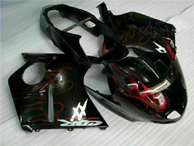 Carénage Moto ABS Honda CBR1100XX Blackbird 1996-2007 - Noir Brillant Rouge Flamme