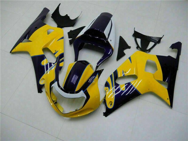 Carénages Moto Suzuki GSXR 600/750 2001-2003 - Jaune Bleu Foncé Noir Brillant