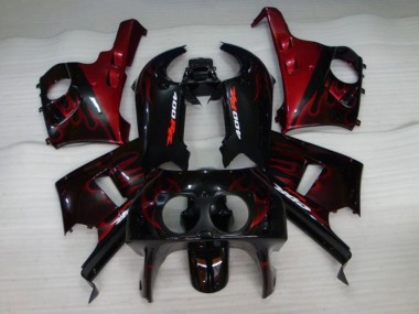 Carénages Moto Honda CBR400RR NC29 1990-1999 - Noir Brillant Rouge Flamme Abordables