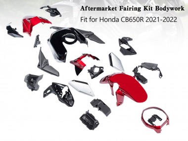 Carénages Moto Honda CB650R 2019-2022 - Noir Rouge Argent Abordables