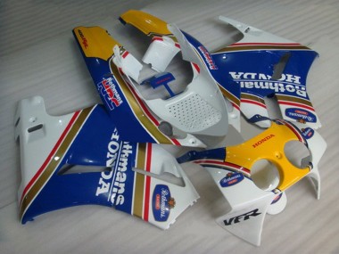 Carénages Moto Honda VFR400R NC30 1988-1992 - Blanc Bleu Jaune Rothmans Abordables