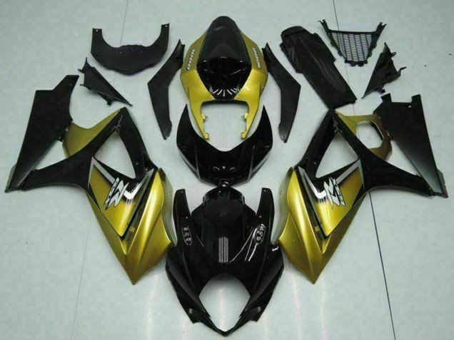 Carénages Moto Suzuki GSXR 1000 2007-2008 - Or Noir Brillant Argent Décalque