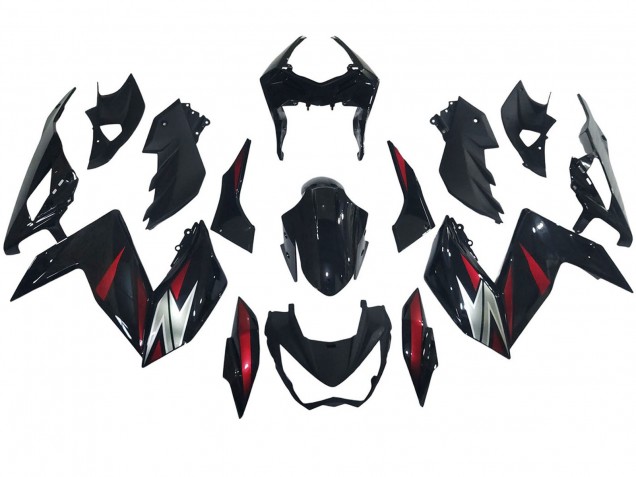 Carénages Moto Kawasaki Z250/Z300 2015-2016 - Noir Brillant Rouge Argent