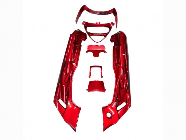 Carénages Moto Kawasaki ZZR400 1993-2007 - Rouge Noir Flamme