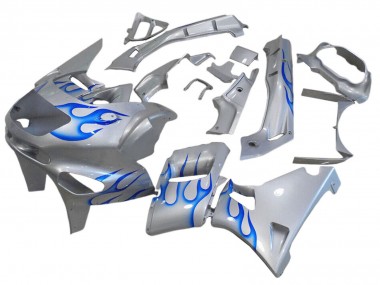 Carénages Moto Kawasaki ZZR400 1993-2007 - Blanc Bleu Flamme Abordables