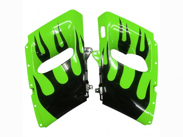 Carénages Moto Kawasaki ZZR400 1993-2007 - Vert Noir Brillant Flamme