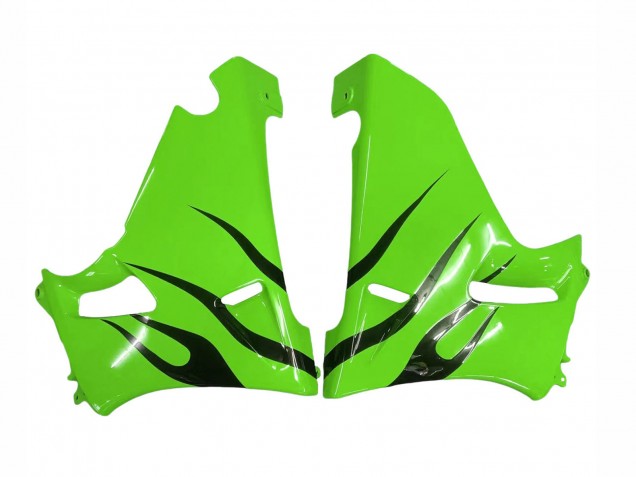 Carénages Moto Kawasaki ZZR600 1998-2003 - Vert Noir Brillant Flamme