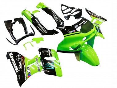 Carénages Moto Kawasaki ZZR400 1993-2007 - Vert Noir Brillant Bleu Monstre Elf Touch4 Bridgestone Abordables