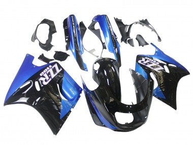 Carénages Moto Kawasaki ZZR1100 1990-1992 - Bleu Noir Brillant Abordables