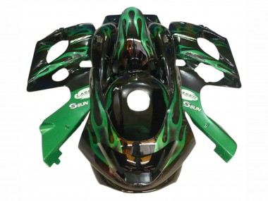 Carénages Moto Yamaha YZF600R Thundercat 1996-2007 - Noir Vert Foncé Flamme Abordables