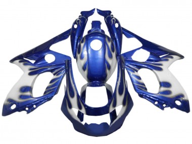 Carénages Moto Yamaha YZF600R Thundercat 1996-2007 - Bleu Blanc Argent Flamme Abordables