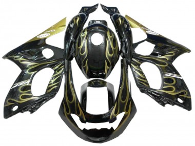 Carénages Moto Yamaha YZF600R Thundercat 1996-2007 - Noir Or Flamme Abordables