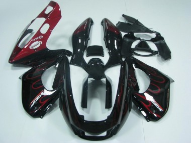 Carénages Moto Yamaha YZF 1000R Thundecourses 1997-2007 - Noir Rouge Flamme Abordables