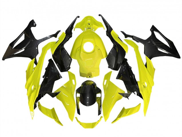 Carénages Moto BMW S1000RR 2023-2024 - Jaune Noir Fibre de Carbone