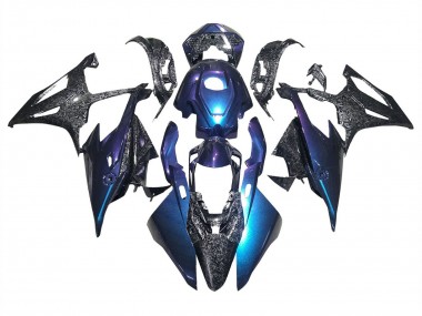 Carénages Moto BMW S1000RR 2019-2022 - Pente Bleu Violet Fibre de Carbone Forgée Abordables