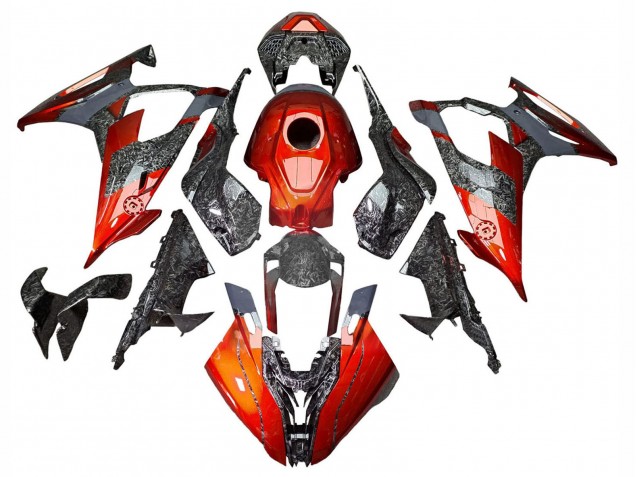 Carénages Moto BMW S1000RR 2019-2022 - Orange Foncé Fibre de Carbone Forgée