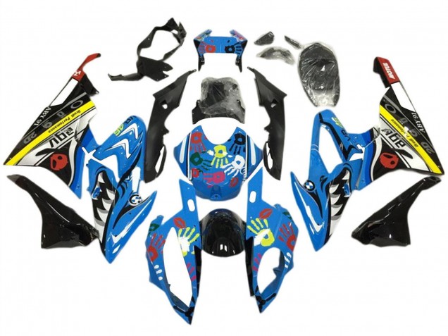 Carénages Moto BMW S1000RR 2017-2018 - Bleu Jaune Noir Requin