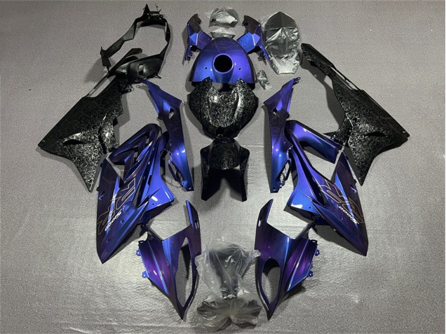 Carénages Moto BMW S1000RR 2017-2018 - Bleu Noir Fibre de Carbone Forgée