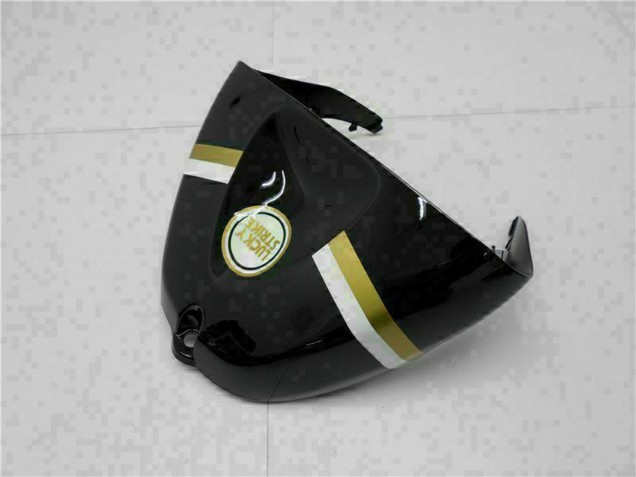 Carénages Moto Kawasaki ZX6R 2005-2006 - Noir Brillant Blanc Or Lucky Strike