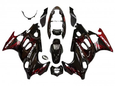 Carénages Moto Suzuki GSX600F/GSX750F 2004-2006 - Noir Brillant Rouge Flamme Abordables
