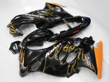 Carénages Moto Suzuki GSX600F/GSX750F 2004-2006 - Noir Brillant Orange Flamme Katana Abordables