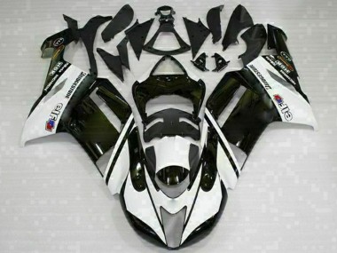 Carénages Moto Kawasaki ZX6R 2007-2008 - Noir Blanc Abordables