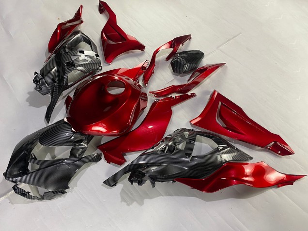 Carénages Moto Kawasaki ZX6R 2023-2025 - Rouge Fibre de Carbone