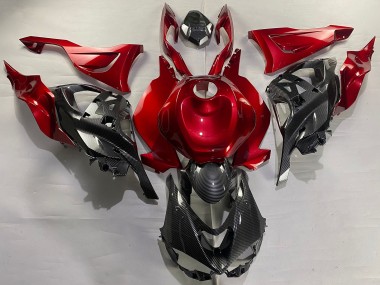 Carénages Moto Kawasaki ZX6R 2023-2025 - Rouge Fibre de Carbone Abordables