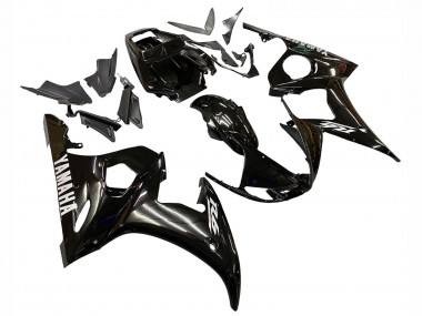 Carénages Moto Yamaha YZF R6 2003-2004 - Noir Brillant Blanc Décalque Abordables