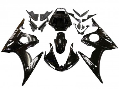 Carénages Moto Yamaha YZF R6 2003-2004 - Noir Brillant Blanc Décalque Abordables