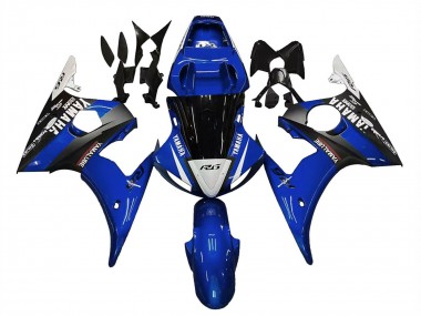 Carénages Moto Yamaha YZF R6S 2006-2009 - Bleu Blanc Noir Brillant Yamalube Abordables