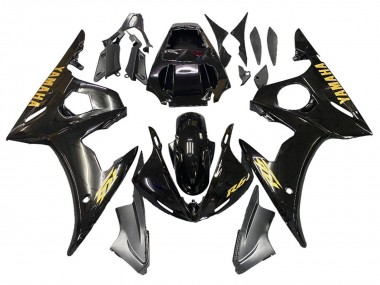 Carénages Moto Yamaha YZF R6S 2006-2009 - Noir Brillant Or Décalque Abordables