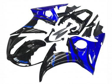 Carénage Moto Yamaha YZF R6 2003-2004 - Bleu Noir Brillant Abordables