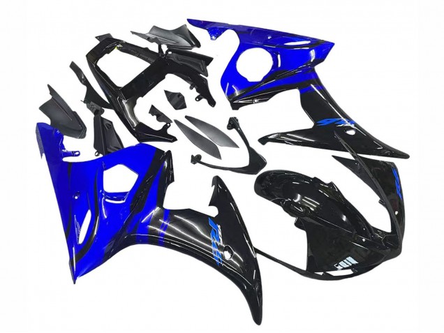 Carénages Moto Yamaha YZF R6S 2006-2009 - Bleu Noir Brillant