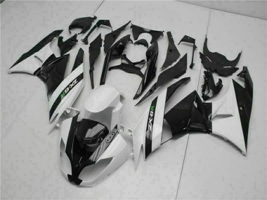 Carénages Moto Kawasaki ZX6R 2009-2012 - Noir Brillant Blanc Abordables