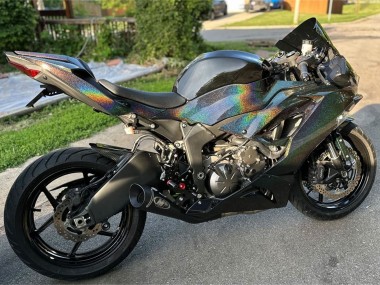 Carénages Moto Kawasaki ZX6R 2019-2022 - Noir Arc-en-ciel Abordables