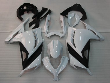 Carénages Moto Kawasaki EX300 2013-2024 - Blanc Brillant Noir Abordables