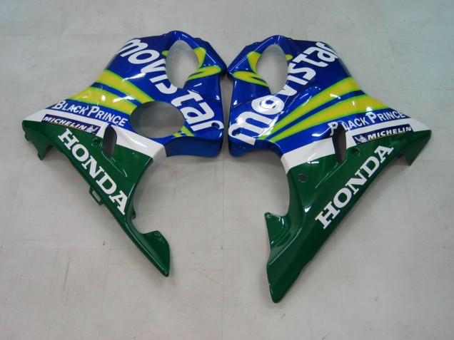 Carénages Moto Honda CBR600 F4i 2004-2007 - Bleu Jaune Vert MoviStar