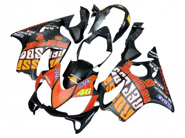 Carénages Moto Honda CBR600 F4i 2004-2007 - Noir Mat Orange Rossi Abordables