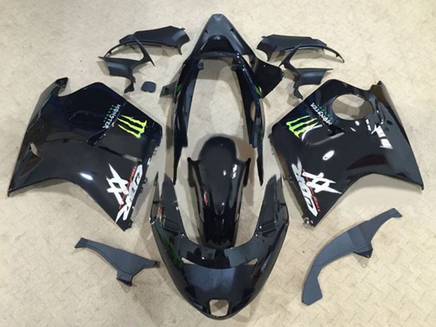 Carénages Moto Honda CBR1100XX Blackbird 1996-2007 - Noir Brillant Vert Monstre