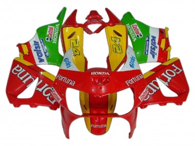 Carénages Moto Honda CBR900RR 919 1998-1999 - Rouge Jaune Vert Blanc Fortuna Castrol Abordables