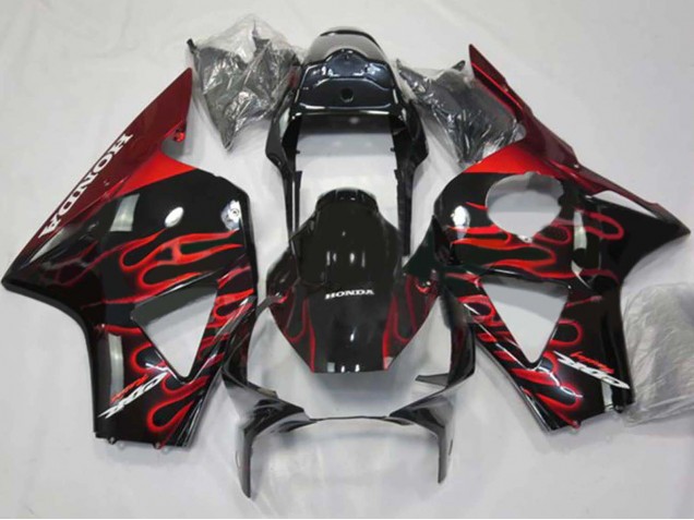 Carénages Moto Honda CBR900RR 954 2002-2003 - Noir Brillant Rouge Flamme