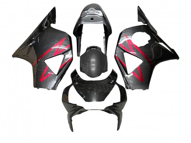 Carénages Moto Honda CBR900RR 954 2002-2003 - Noir Fibre de Carbone Rouge Bande