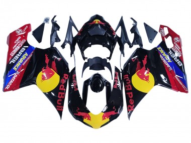 Carénages Moto Ducati 848/1098/1198 2007-2014 - Noir Brillant Jaune Bleu Red Bull Abordables