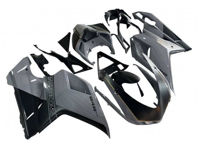 Carénages Moto Ducati 848 2007-2014 - Argent Or Noir Mat