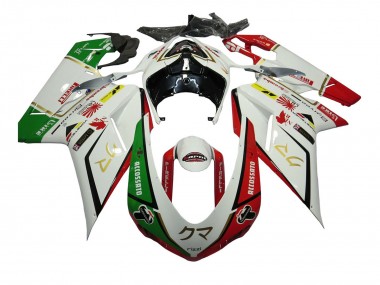 Carénages Moto Ducati 848/1098/1198 2007-2014 - Blanc Rouge Vert Accossato Abordables