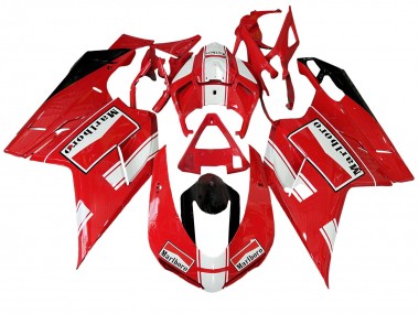 Carénages Moto Ducati 848/1098/1198 2007-2014 - Blanc Rouge Noir Brillant Marlboro Abordables