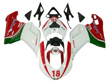 Carénages Moto Ducati 848/1098/1198 2007-2014 - Blanc Rouge Vert 18 Abordables