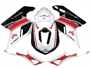 Carénages Moto Ducati 1198 2007-2014 - Blanc Rouge Noir Brillant Abordables